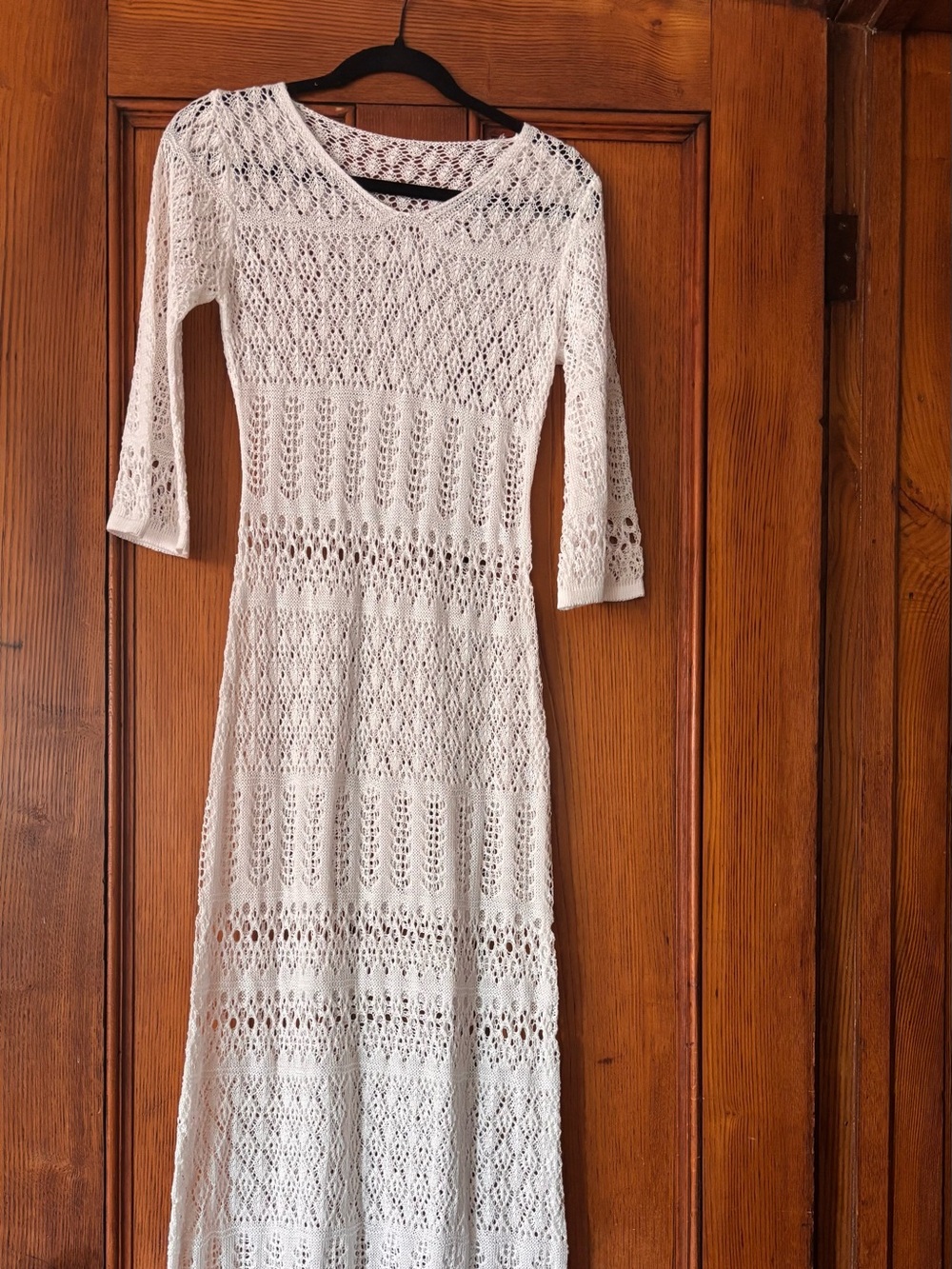 Women’s Cream Crochet Knit Long Dress